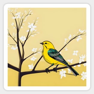 Yellow Bird On Branch Sticker